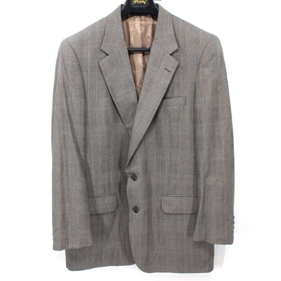 Burberry Wool Grey Plaid Single Breasted Sport Coat Blazer 46 R